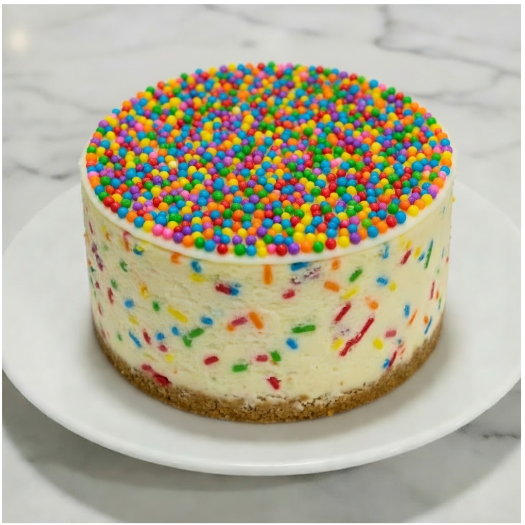 Fun-Fetti Rainbow Birthday Cheesecake